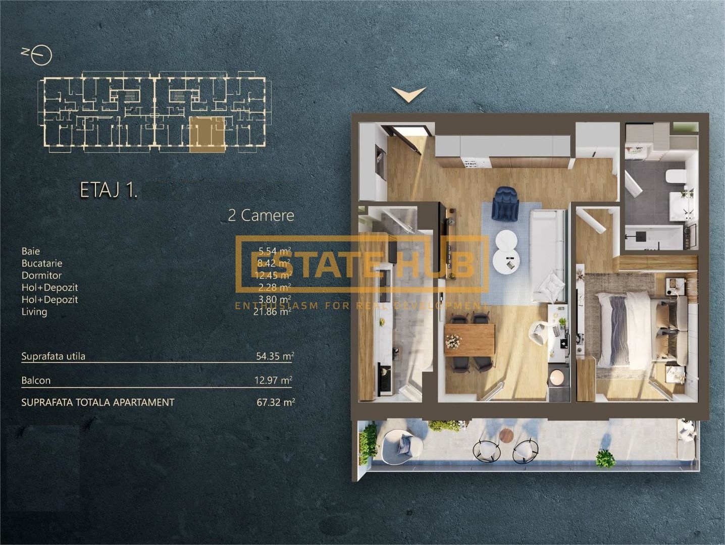 Apartament 2 camere bloc nou | Comision 0% - Poză 2