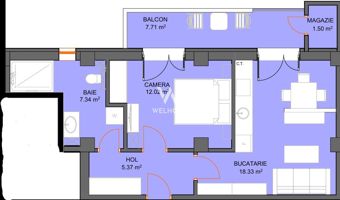 Apartament 2 dormitoare cu avans doar 5% - zona Doamna Stanca - Sibiu - Schiță 5