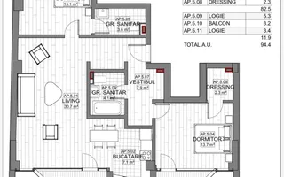 VANZARE APARTAMENT 3 CAMERE | LIZEANU | BLOC NOU | PARCARE | TERASA - Schiță 21