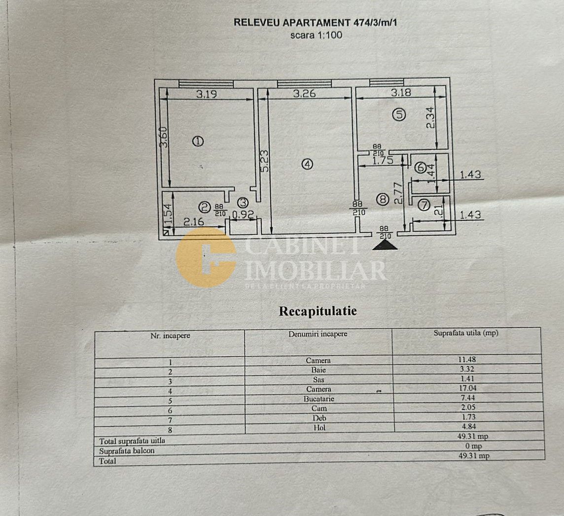 Piața Unirii - 2 camere DECOMANDAT - 49mp - Poză 2