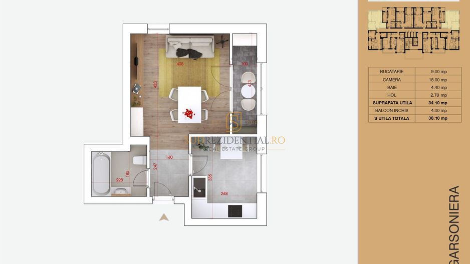 De inchiriat garsoniera spatioasa – Viva Residence, Drumul Jilavei - Schiță 17