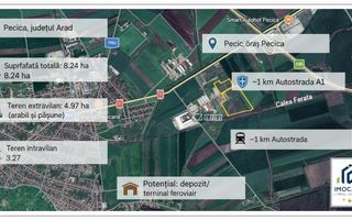 DE VÂNZARE – Teren Extravilan și Intravilan 8,24 ha – Pecica, Județul - Poză 1