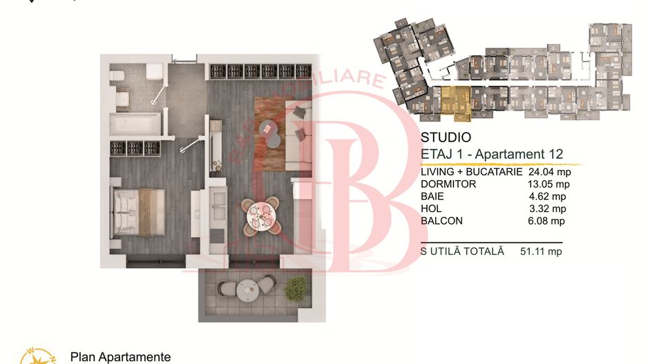 Th. Pallady-Apartament 2 camere cu Loc de parcare Gratuit - Schiță 1