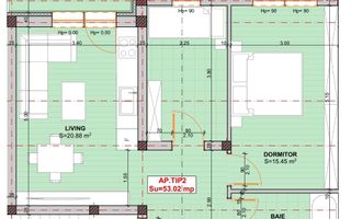 Disponibil imediat. 2 camere modificat in 2 dormitoare si zona de zi - Schiță 15