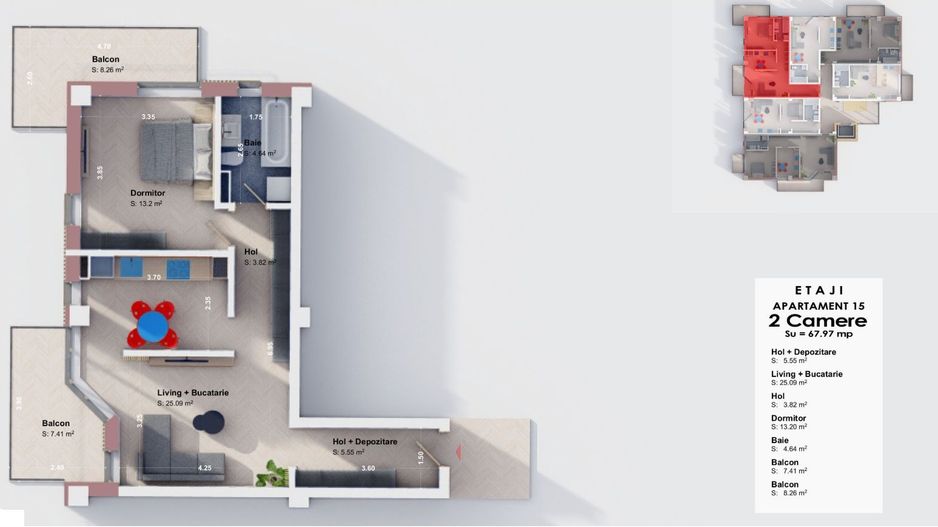 Apartament 2 camere 68 mp Bucium 85000 euro - Poză 8
