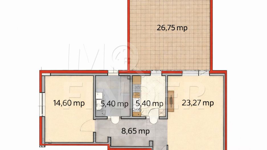 Apartament 2 camere decomandate, cu terasă de 26 mp | Andrei Mureșanu Sud - Poză 3