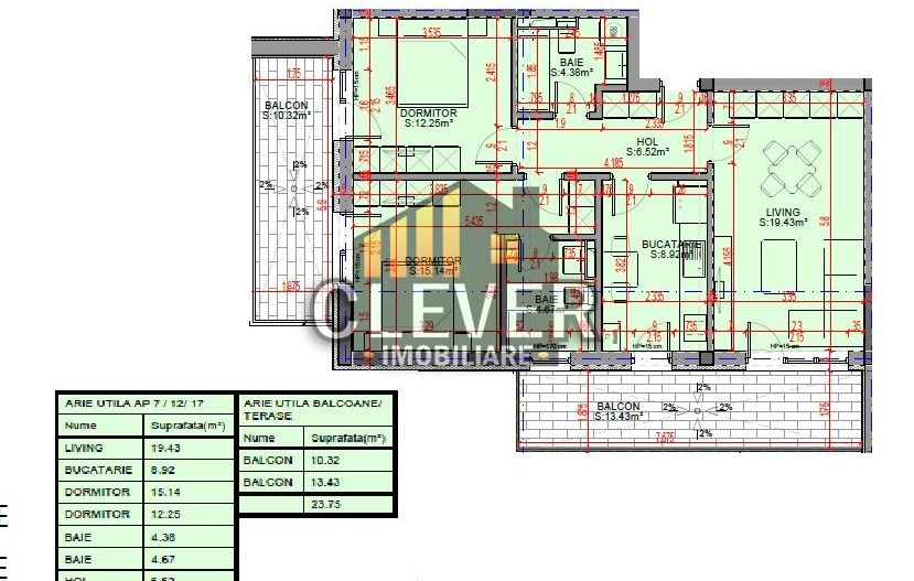 3 Camere, 2 Băi, 2 balcoane,Comision 0, Pallady - metrou Teclu - Schiță 7