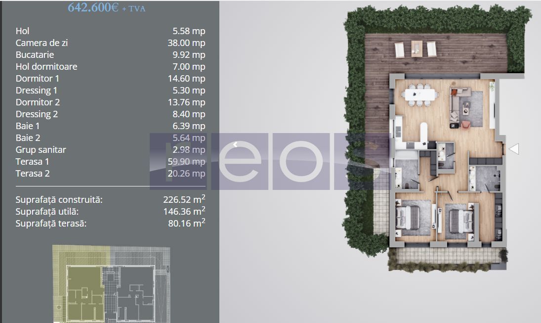 VANZARE | APARTAMENT 3 CAMERE | GRADINA 80 MP | FLOREASCA | BLOC NOU - Schiță 1