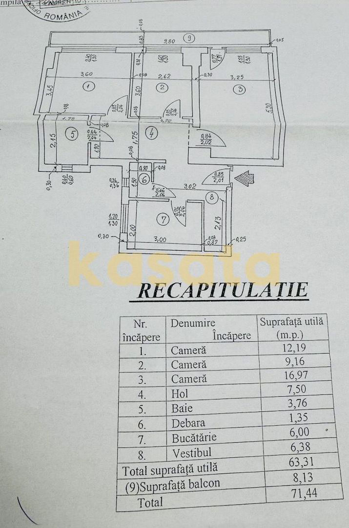 OPORTUNITATE | APARTAMENT 3 CAMERE | OBOR | DECOMANDAT | MOBILAT - Schiță 8