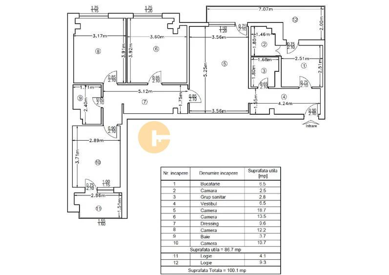 100 mp Ultra-Central: Apartament 4 Camere pe Bd. Independenței (Fără Risc) - Schiță 18