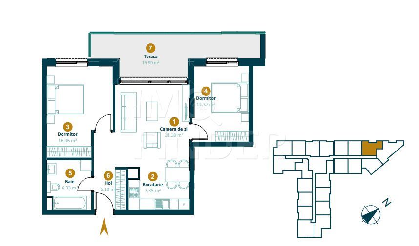 Vanzare apartamente 3 camere, Marasti, imobil nou - Poză 2