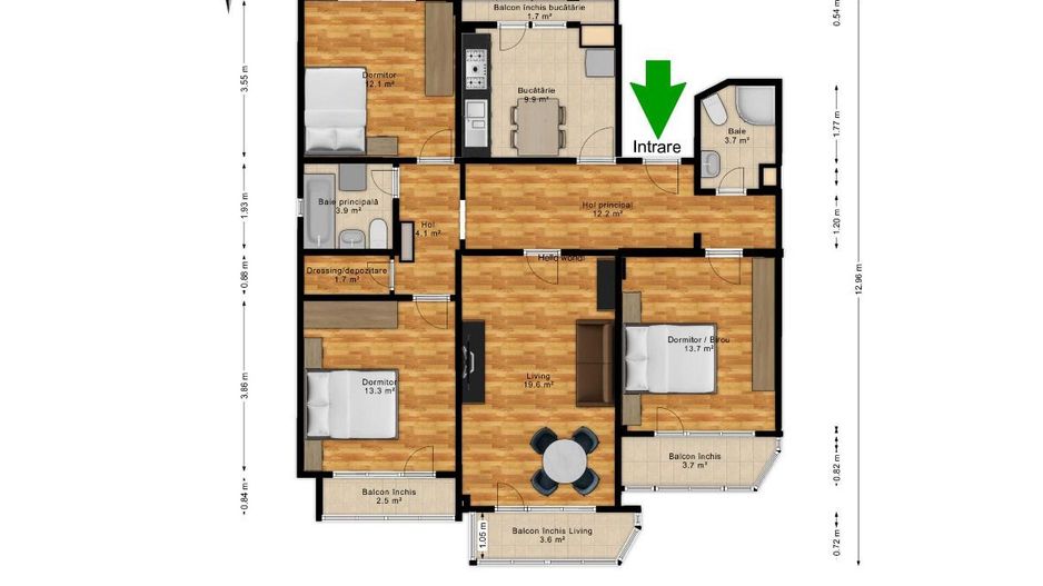 AP. 4 CAMERE BANEASA - 103 MP UTILI, MOBILAT, METROU, COMISION 0% - Schiță 8
