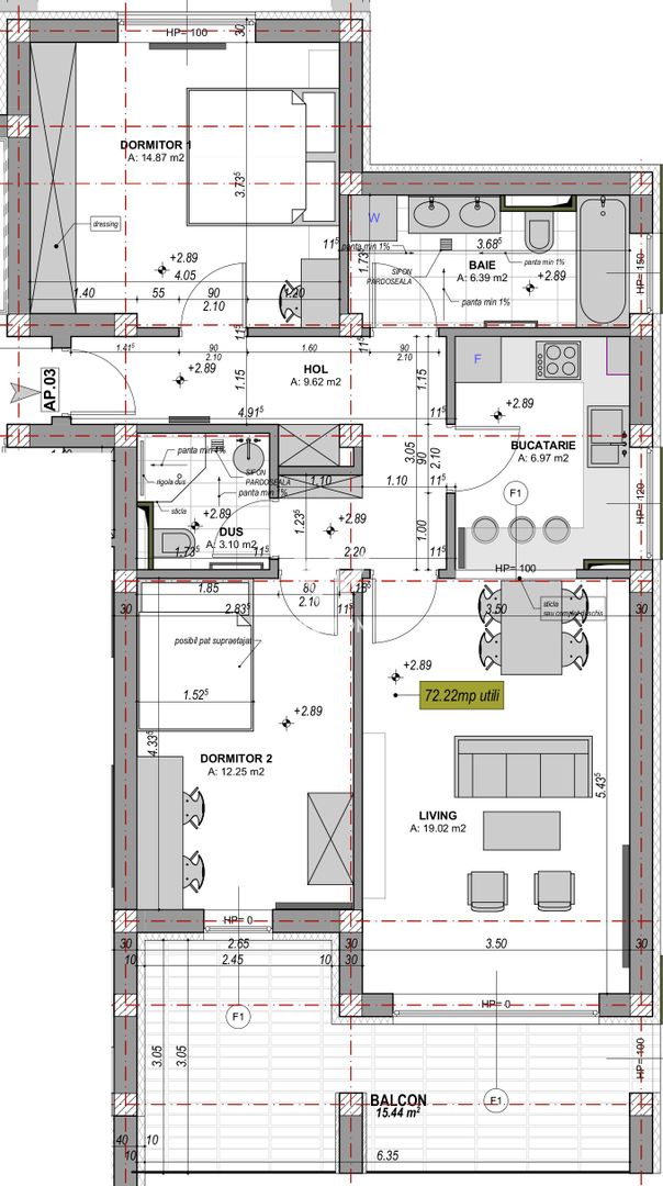 Apartament cu 3 camere, decomandat, mobilat și utilat - întabulat - Poză 10