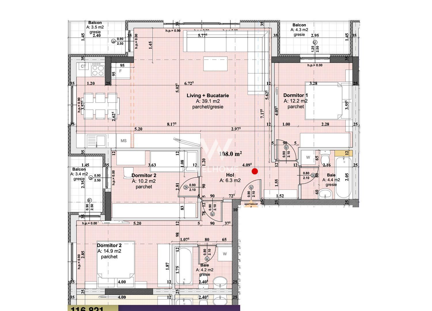 Apartament 4 camere, 2 bai Sibiu - Bloc nou, lift - Poză 7