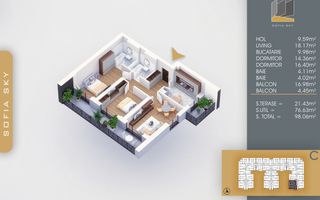 3 camere finalizare rapida la 7 min de M Nicolae Teclu Pallady - Schiță 1