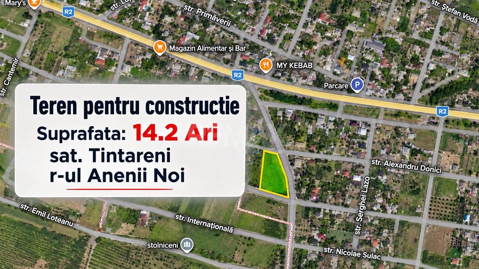 Teren pentru construcții cu potențial – 14 ari | sat. Țînțăreni, raionul Anenii Noi - Poză 1