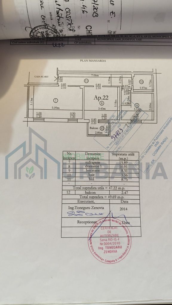 Apartament 2 camere, mansardă, Mircea cel Bătrân, 49 mp, etaj 5/5 - Poză 8