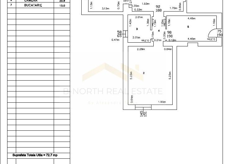 Apartament 2 camere 72.7 mp utili , decomandat , Corbeanca - Schiță 10