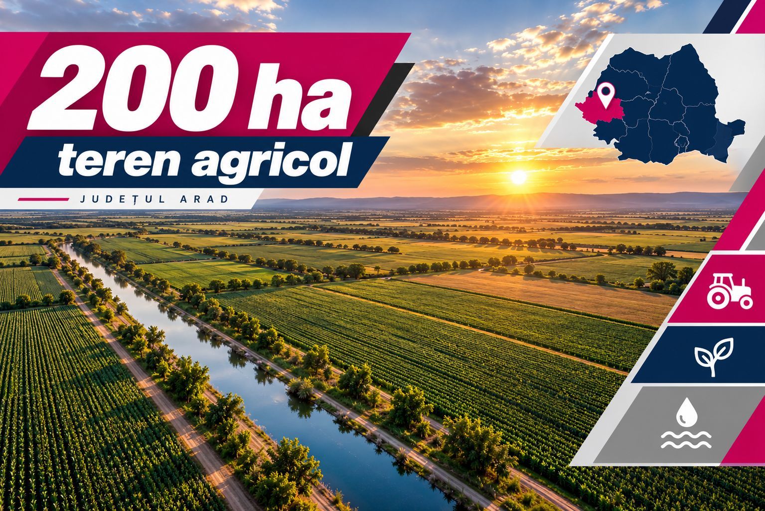 200 ha teren agricol de vanzare in Arad - Poză 1