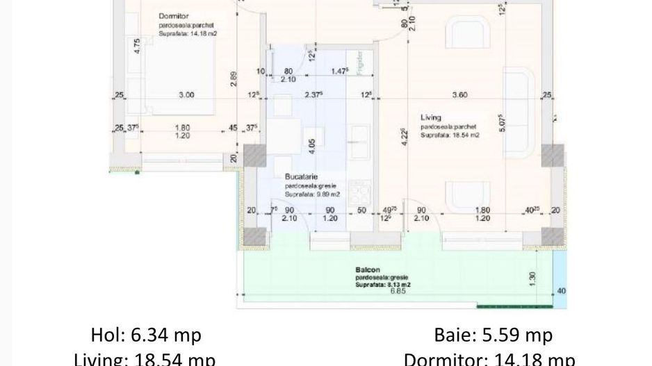 Apartament 2 camere + grădină 70 mp + parcare, la 5 minute de Coresi - Schiță 21