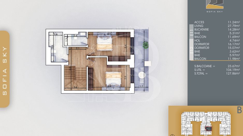 Duplex 3 camere Bloc Finalizat 7min Metrou Th. Pallady - Schiță 5