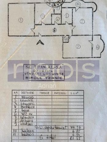 DE VANZARE  3 CAMERE DECOMANDAT | 84 MP | ETAJ 6/8 |  NERVA TRAIAN - Schiță 8