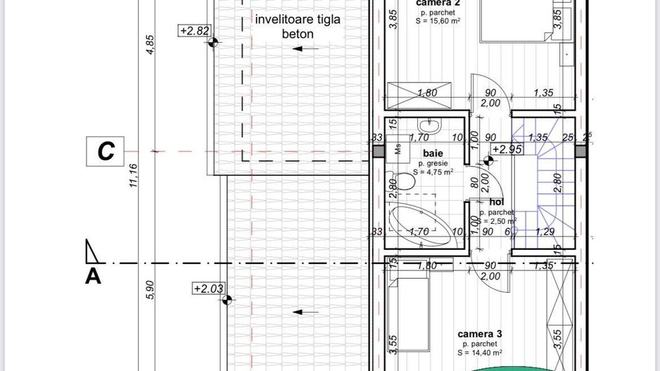 P 1136 - Casă duplex cu 4 camere în Sâncraiu de Mureș - Peștișorul de Aur - Schiță 12