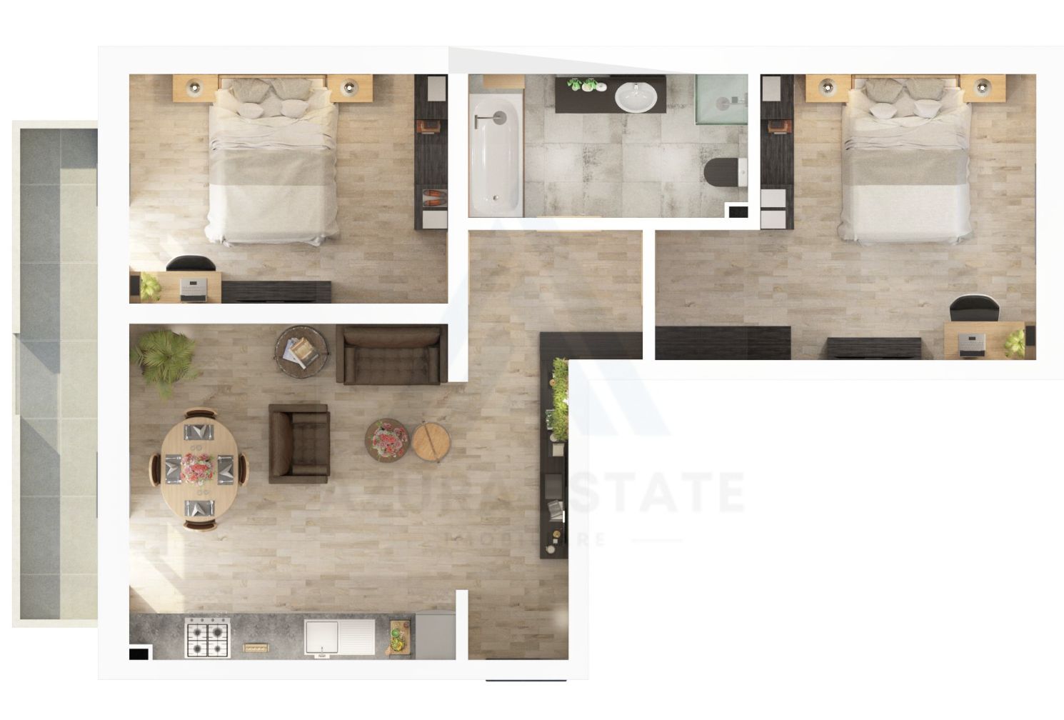 Apartament premium 61.2 mp utili 3 camere balcon 7.8 mp pe Dna Stanca - Poză 9