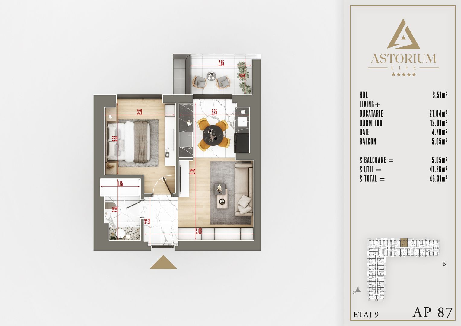 2 camere Izolatie Fonica Interioara Titan Pallady - Schiță 5