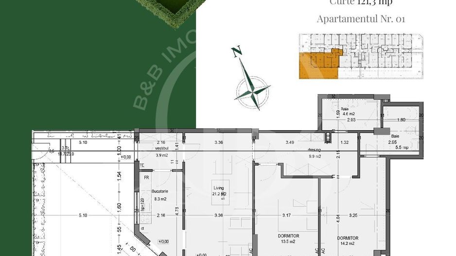 Apartament 3 camere | Gradina Proprie | Pallady Metrou Teclu - Schiță 1