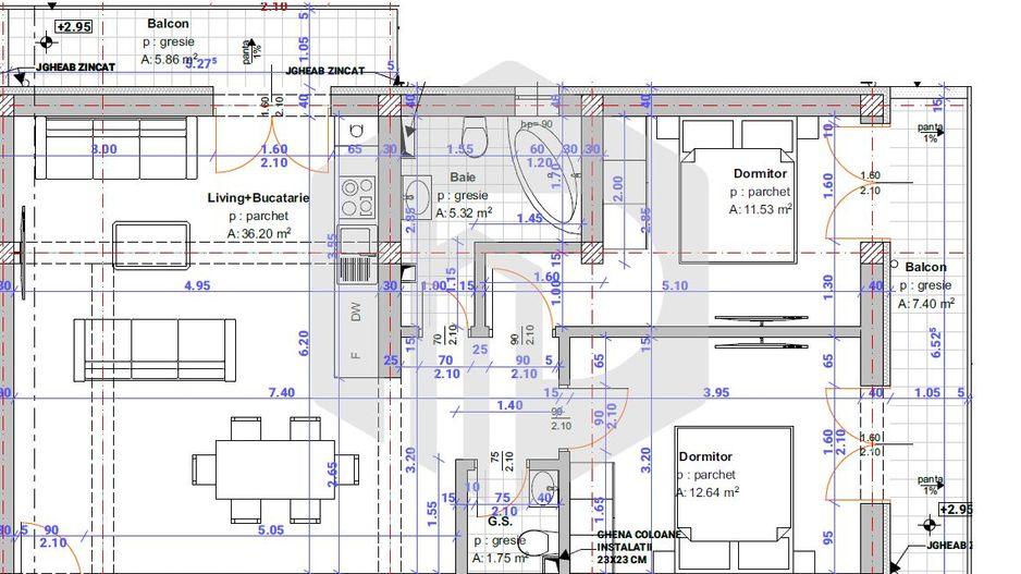 2min de Str. Semaforului | Semidecomandat  3 camere | Etaj 1 - Schiță 3