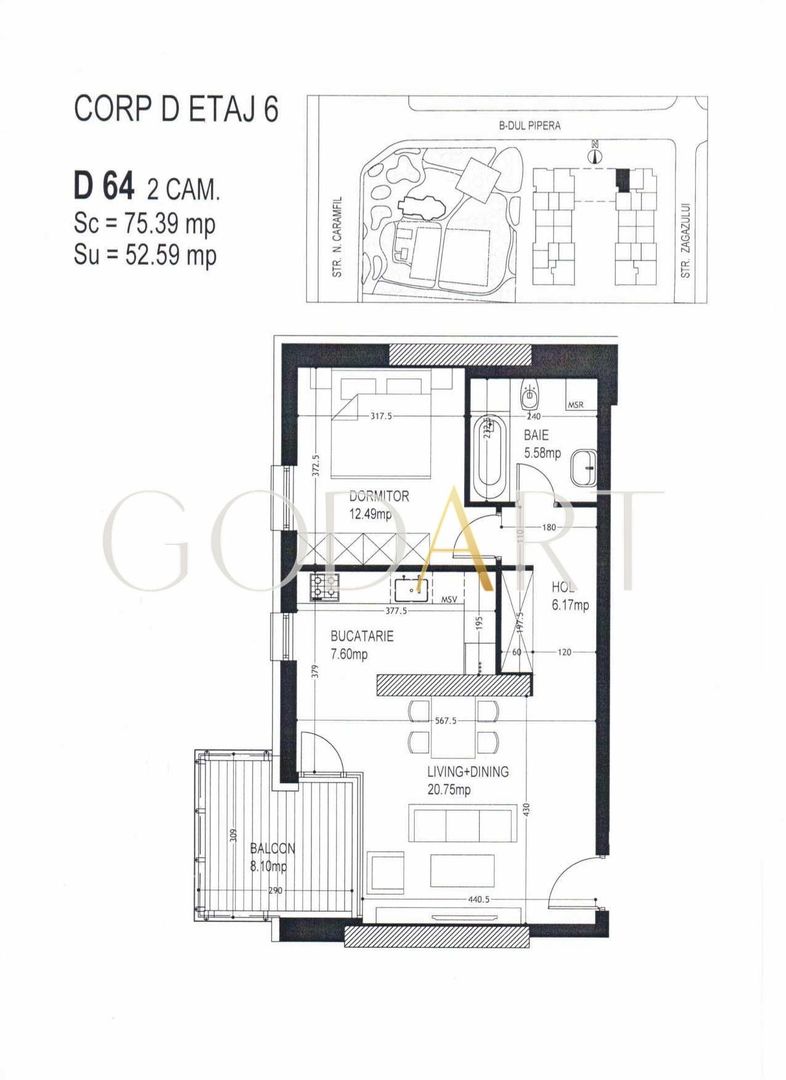 Apartament 2 camere | Parcare | Boxa | ONE Herastrau Plaza - Schiță 8