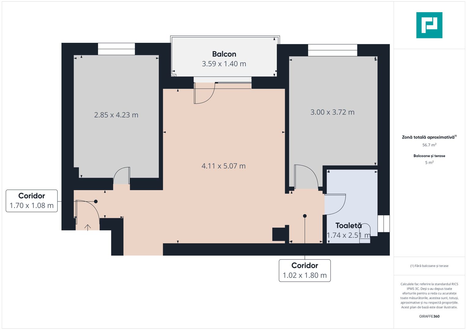Apartament 2 camere în bloc nou, cu loc parcare - Poză 7