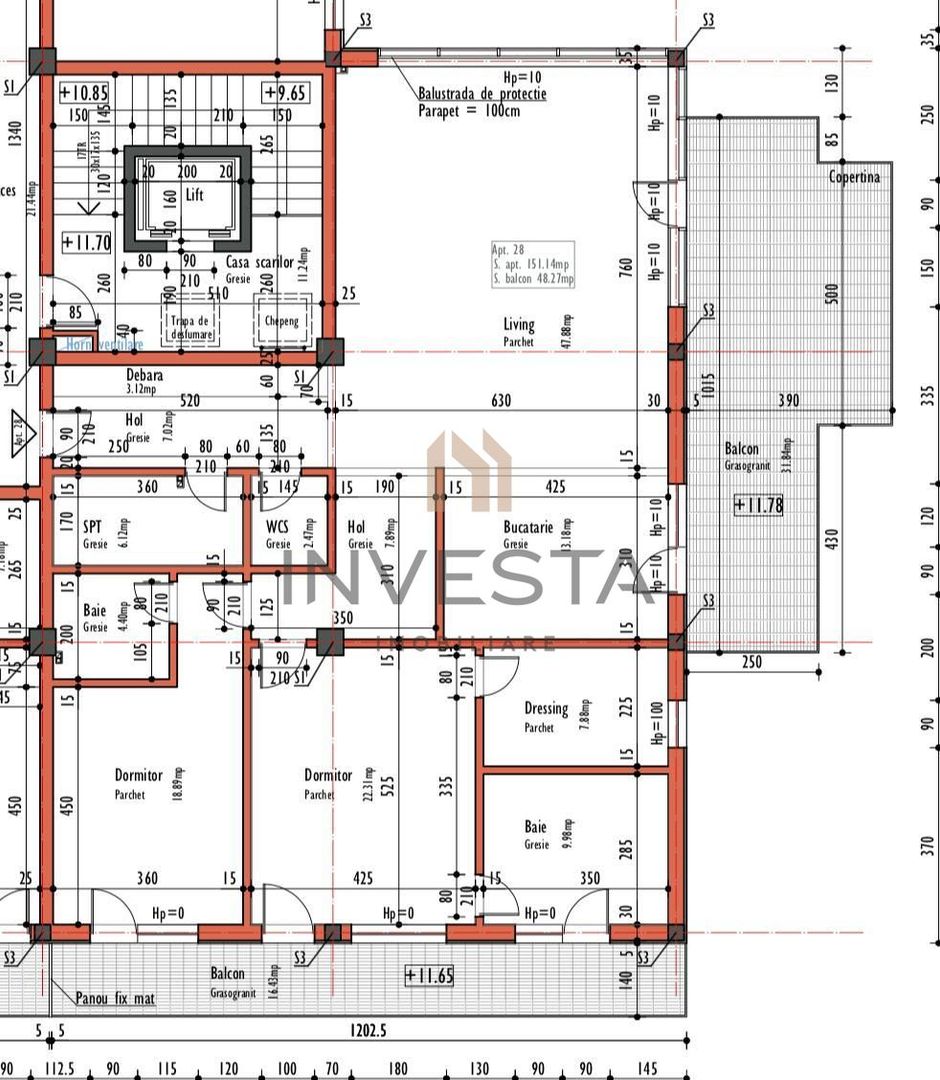 Penthouse Premium 151mp cu 2 Dormitoare si Terasa Generoasă Gheorgheni - Schiță 14