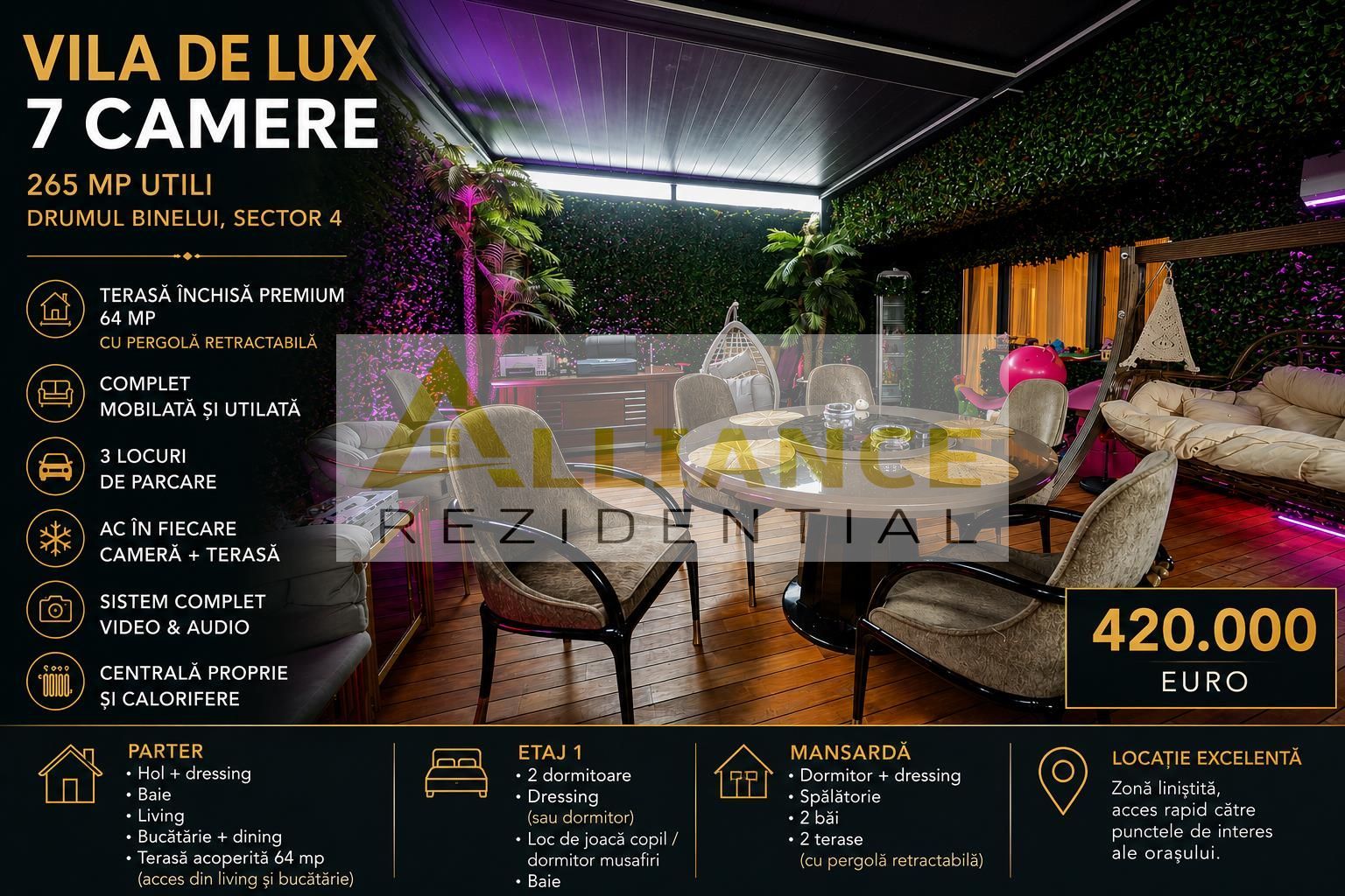Vila de Lux 7 Camere|265 mp Utili | Terasa 64 mp |3 Parcari | Sector 4 - Poză 1