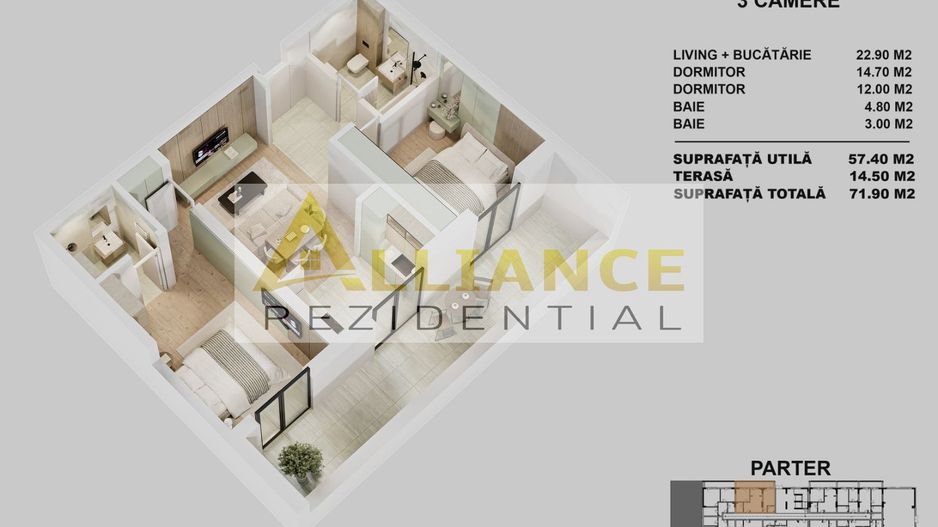APARTAMENTE NOI CU CURTE PROPRIE | STR. BIRUINTEI I METROU - Poză 5