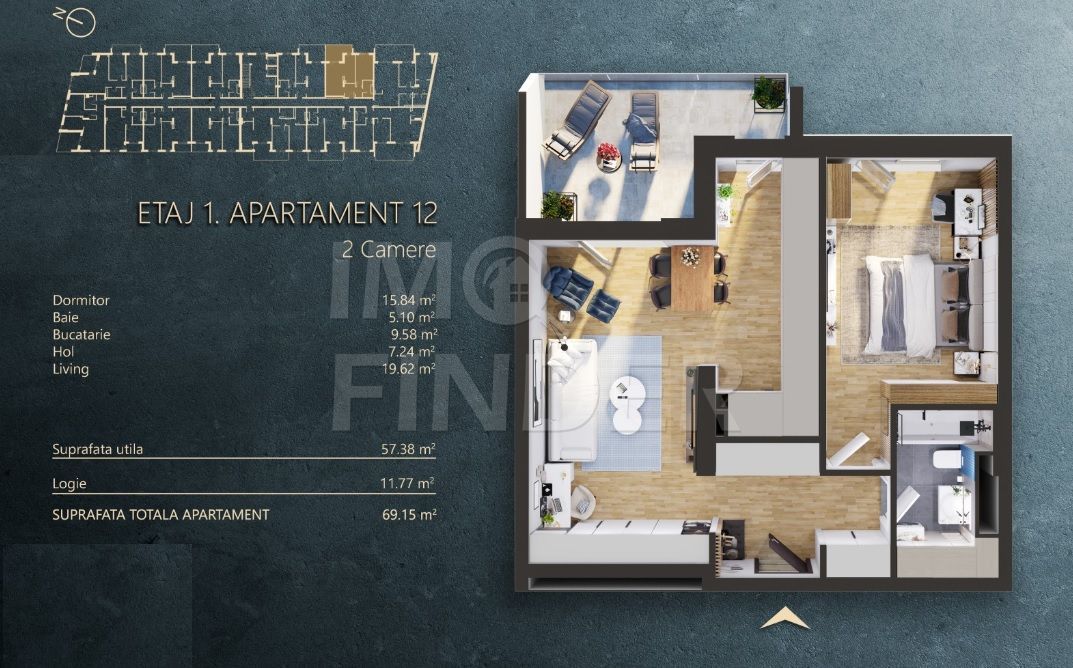 Apartament 2 camere, proiect Premium, la standard nZEB, zona Fabricii - Poză 3