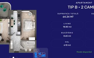 Apartament 2CD, 63.34mp - Poză 1
