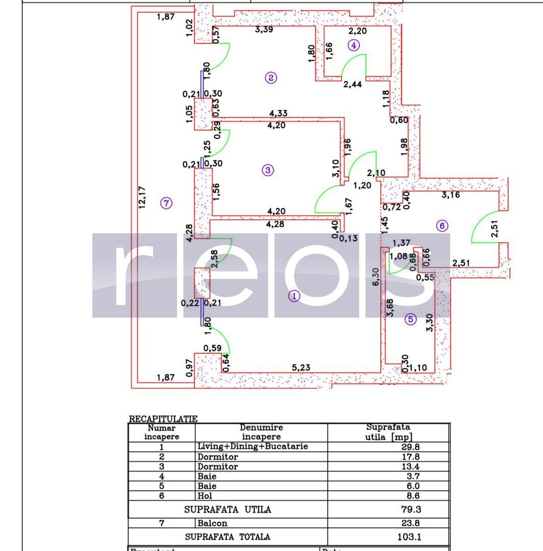 VANZARE APARTAMENT 80MP | 3 CAMERE | MOBILAT-UTILAT LUX | TERASA 24MP - Schiță 16