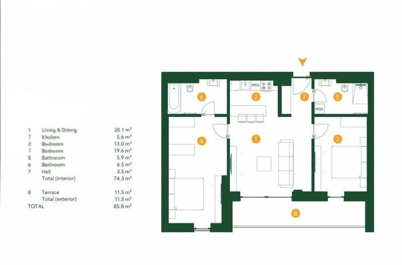 AP. 3 CAMERE THE IVY RESIDENCE,PARCARE, INCALZIRE PARDOSEALA, COMIS 0% - Schiță 8
