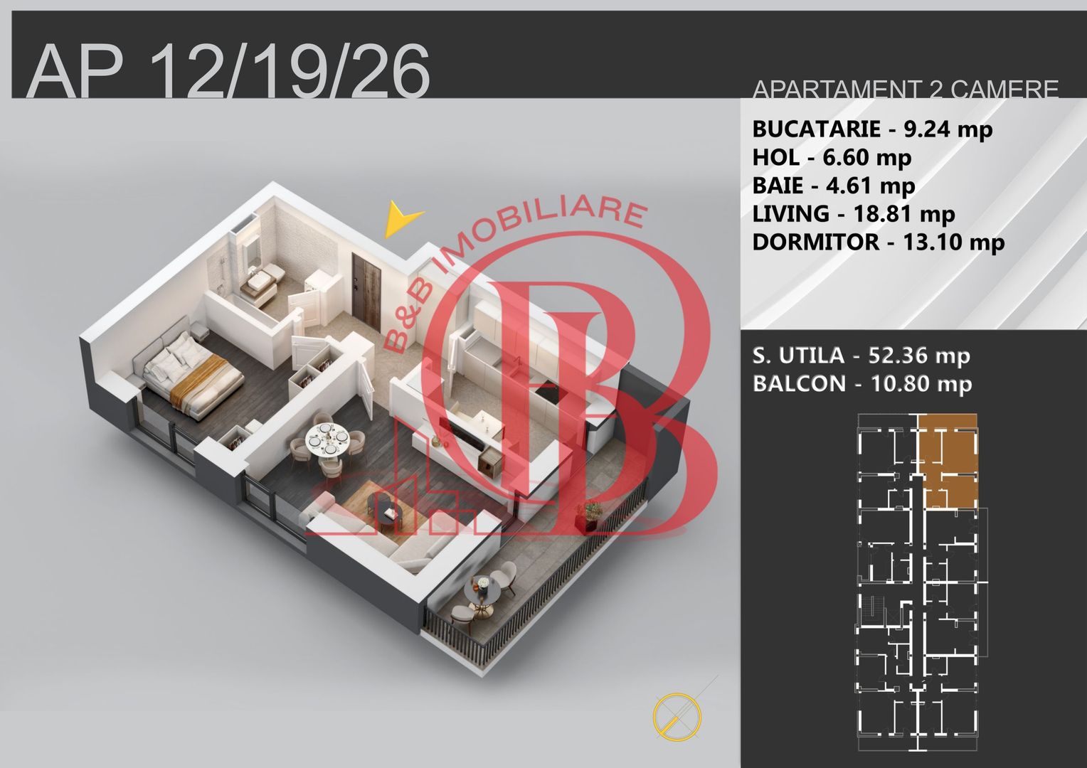 2 camere decomandat bloc boutique 7min STB Bratarii - Schiță 7