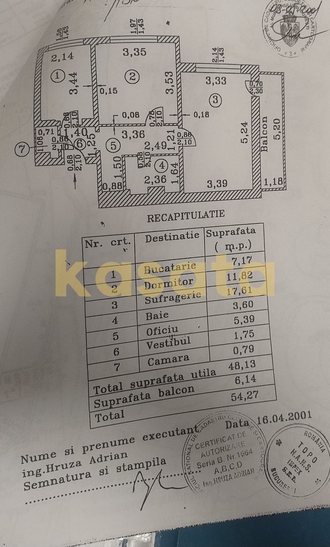Apartament 2 camere decomandat – Piața Trapezului, Sector 3 | 54,27 mp - Schiță 9