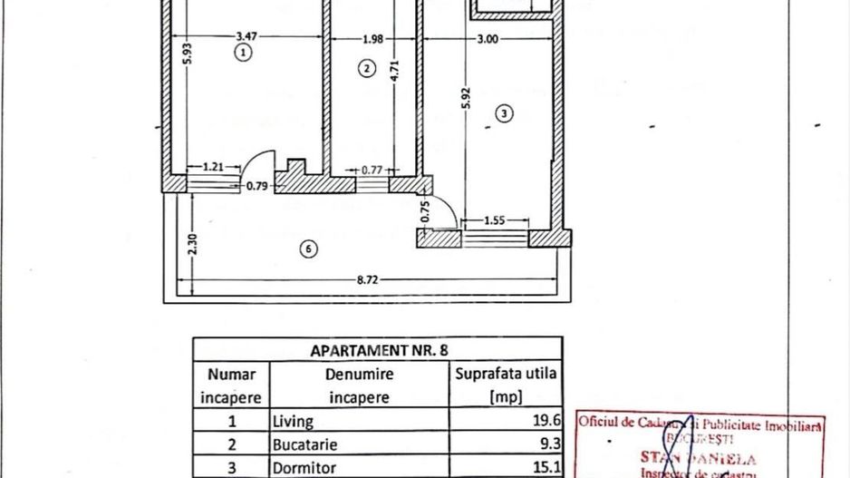 2 camere decomandat | 68 mp cu terasa | Mobilat și utilat |  Pallady - Schiță 5