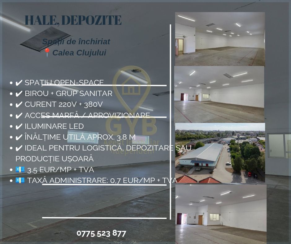 HALĂ DEPOZITARE / PRODUCȚIE DE ÎNCHIRIAT – 245 MP - Poză 1