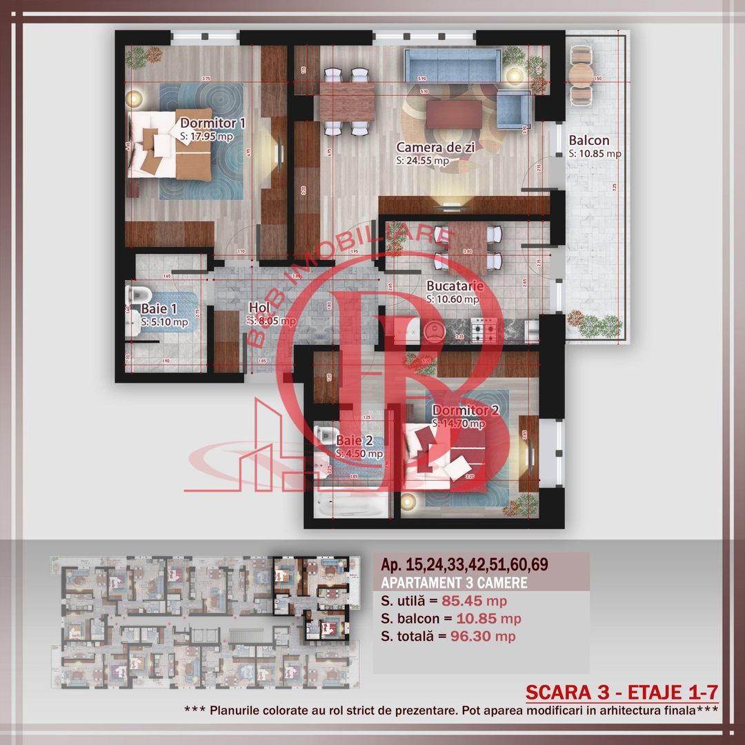 Apartament 3 camere   Titan Pallady Metrou Nicolae Teclu - Schiță 2