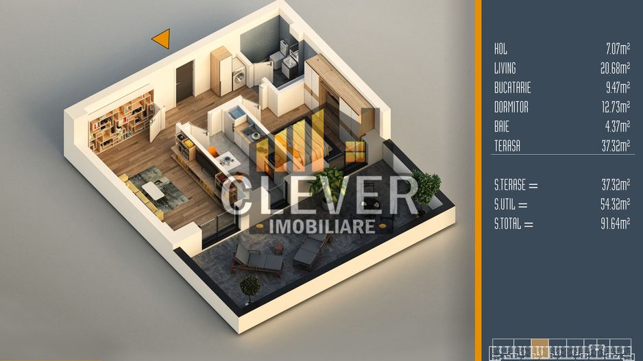 Apartament Superb 2 Camere cu Terasa 37mp Theodor Pallady - Poză 1