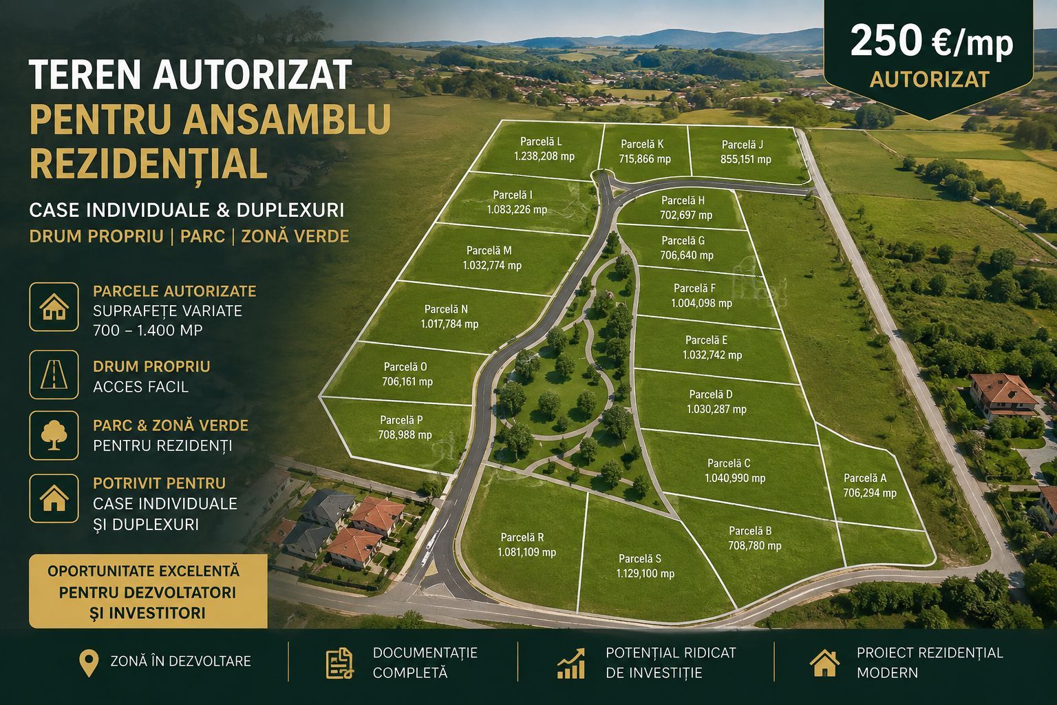 Teren autorizat | case individuale și duplex-uri | Feleacu - Poză 1