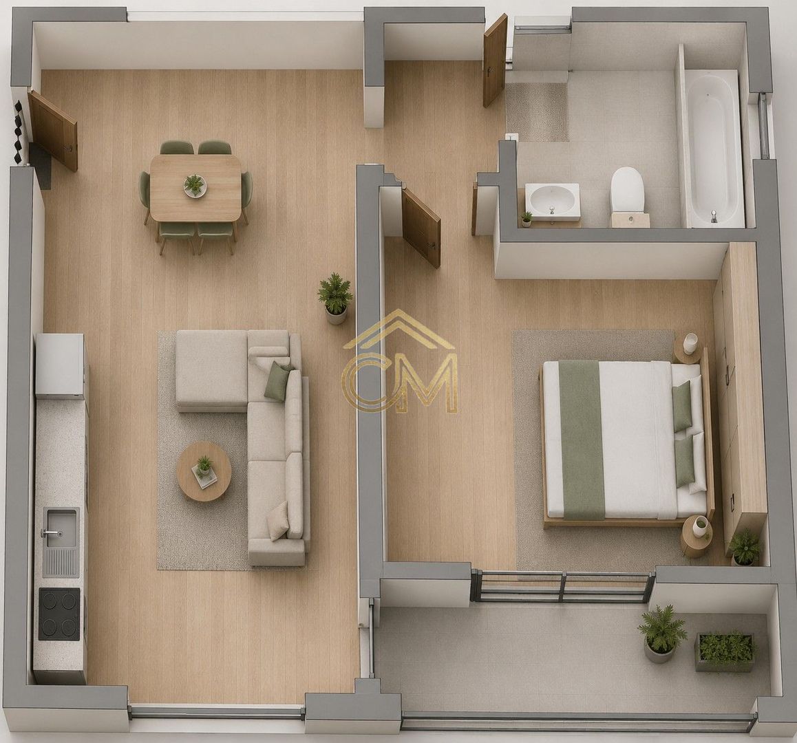 Aparatment 2 Camere-50MP-Etaj 1-Balcon-Selimbar - Poză 1