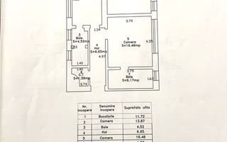 Apartament 2 camere decomandat | Sibiu Ultracentral | 61 mp, 2 băi - Schiță 2