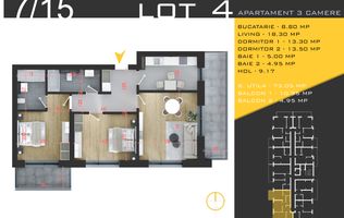 AP. 3 CAM. DECOMANDAT  / NOUL PROIECT ROSSA RESIDENCE. PALLADY!